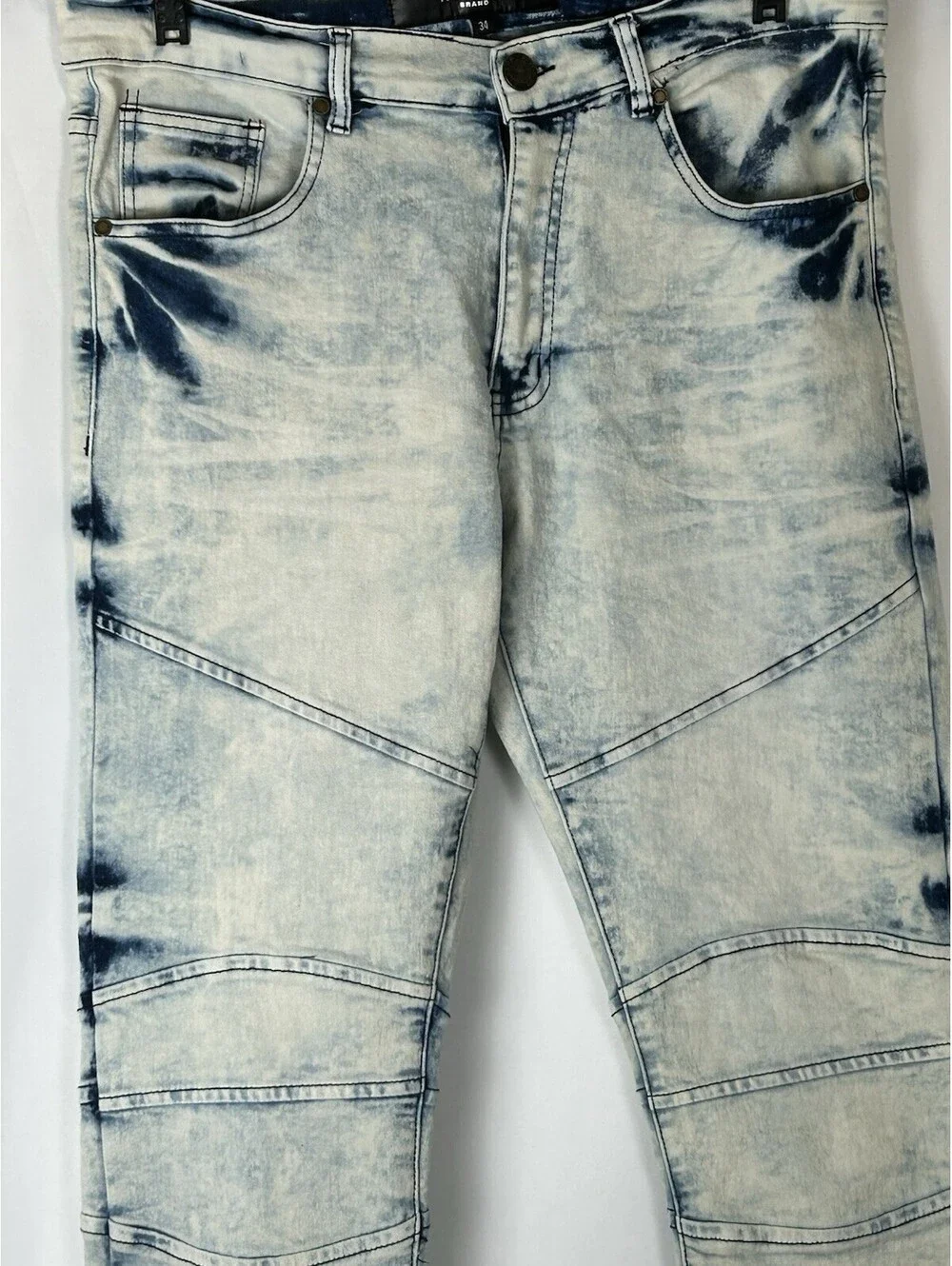Reason Brand Blue and White Tie Dye Straight Leg Jeans   Size 34